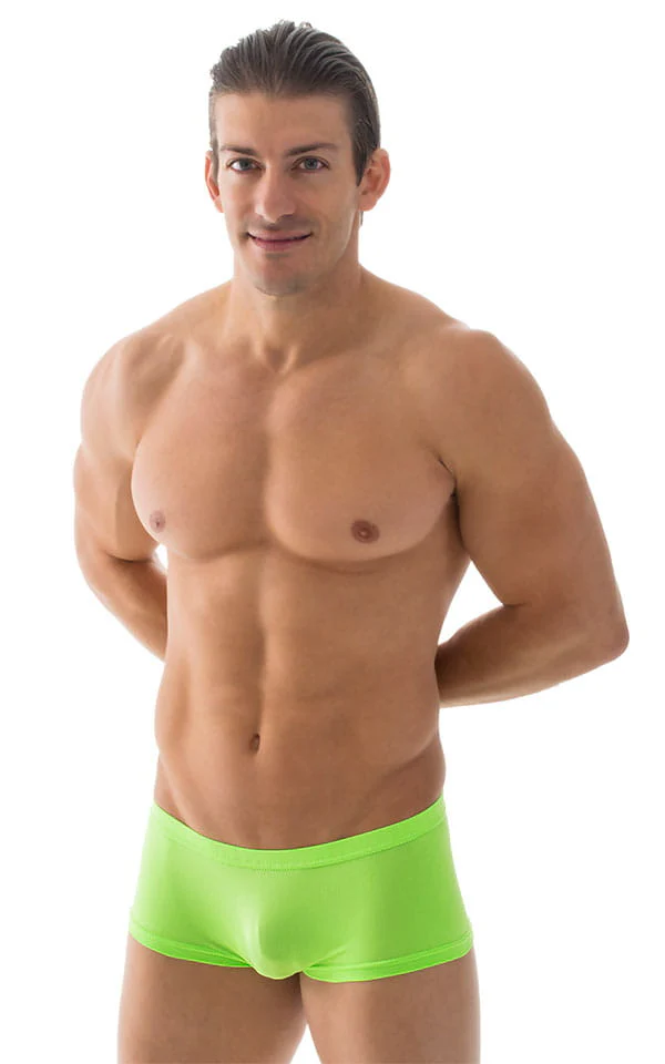M61 - Mens Low Square Cut Swim Trunks - Solid Sheer Semi Sheer - Image 18